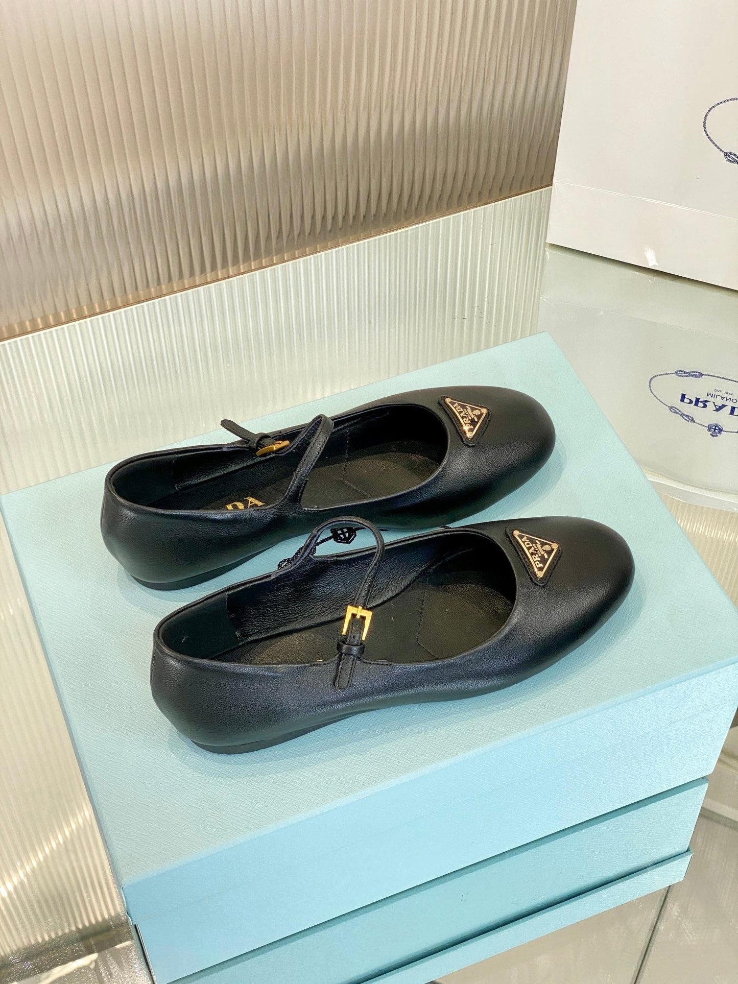 PRA NAPPA MARY JANE FLAT BLACK LAMBSKIN - 35