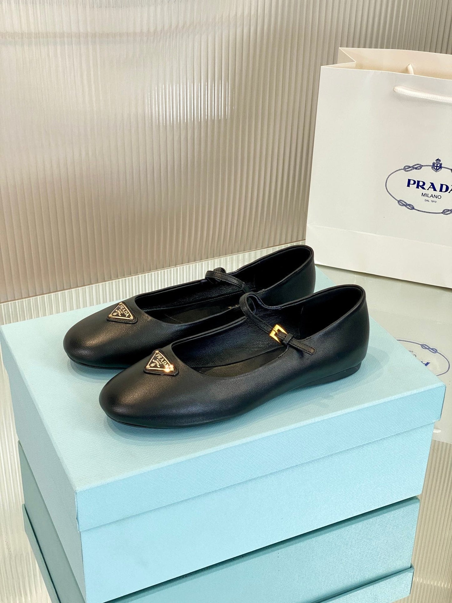 PRA NAPPA MARY JANE FLAT BLACK LAMBSKIN - 35