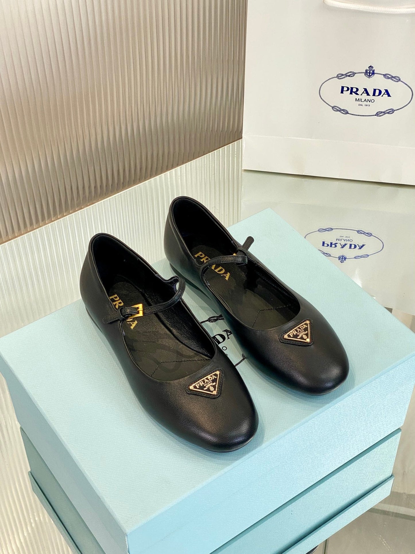 PRA NAPPA MARY JANE FLAT BLACK LAMBSKIN - 35