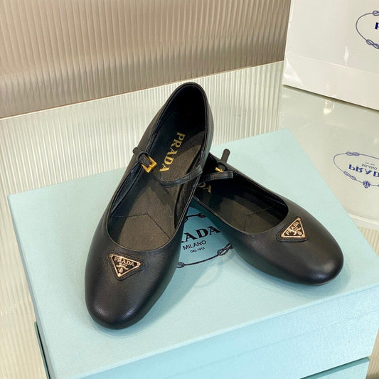 PRA NAPPA MARY JANE FLAT BLACK LAMBSKIN - 35