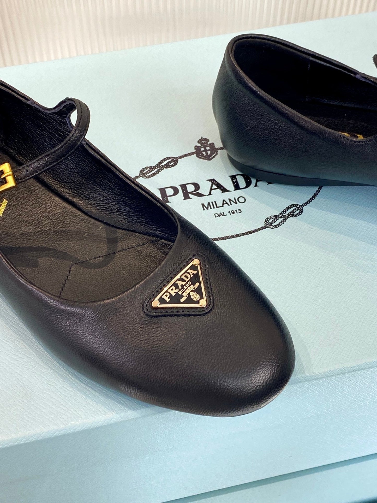 PRA NAPPA MARY JANE FLAT BLACK LAMBSKIN - 35
