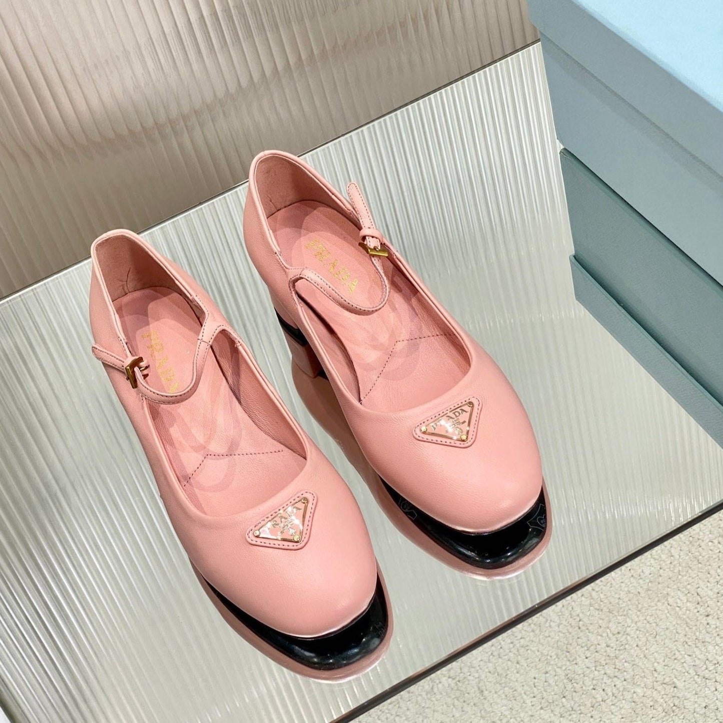 PRA NAPPA MARY JANE PUMPS LIGHT PINK LAMBSKIN - 35