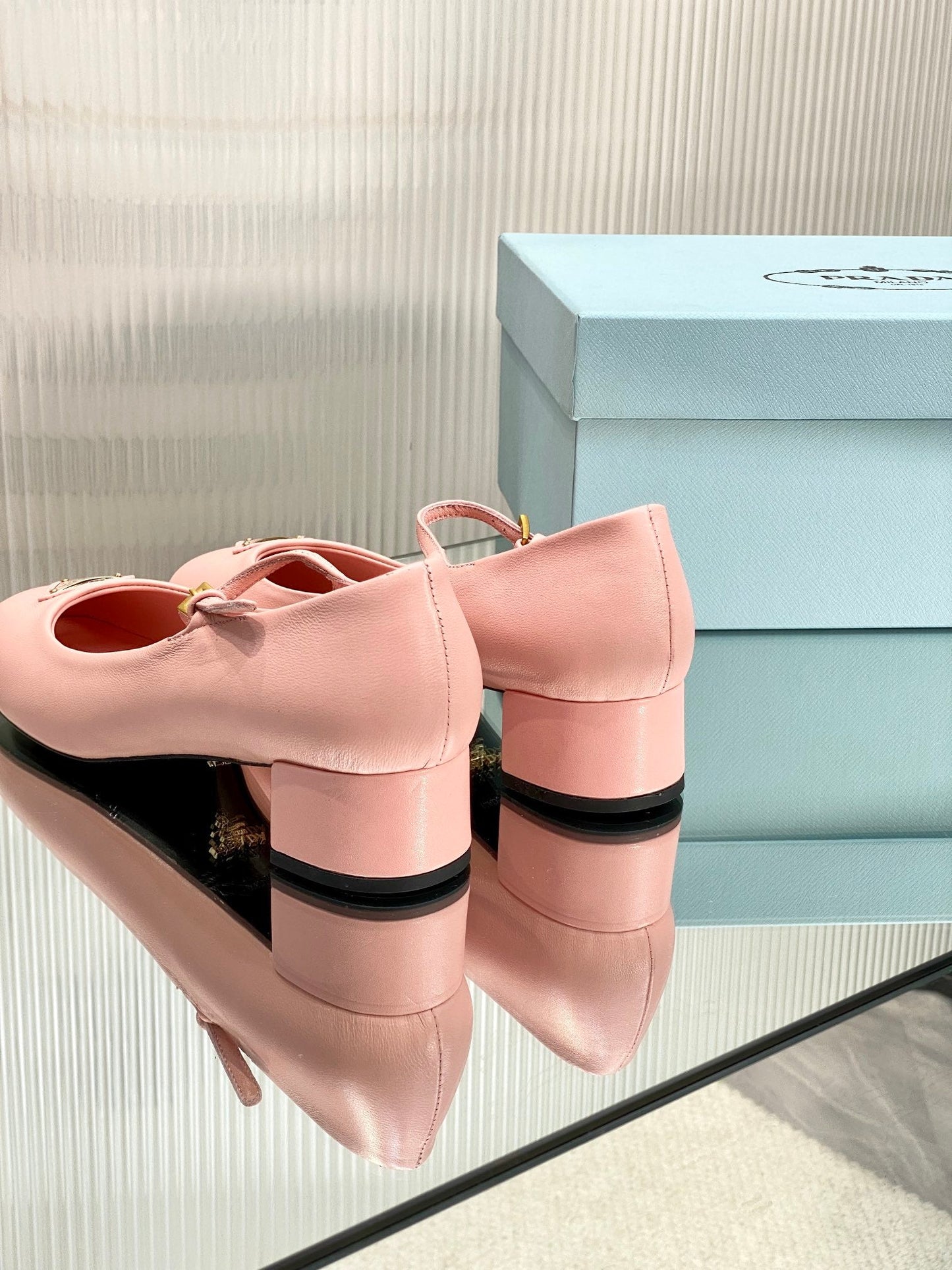 PRA NAPPA MARY JANE PUMPS LIGHT PINK LAMBSKIN - 35