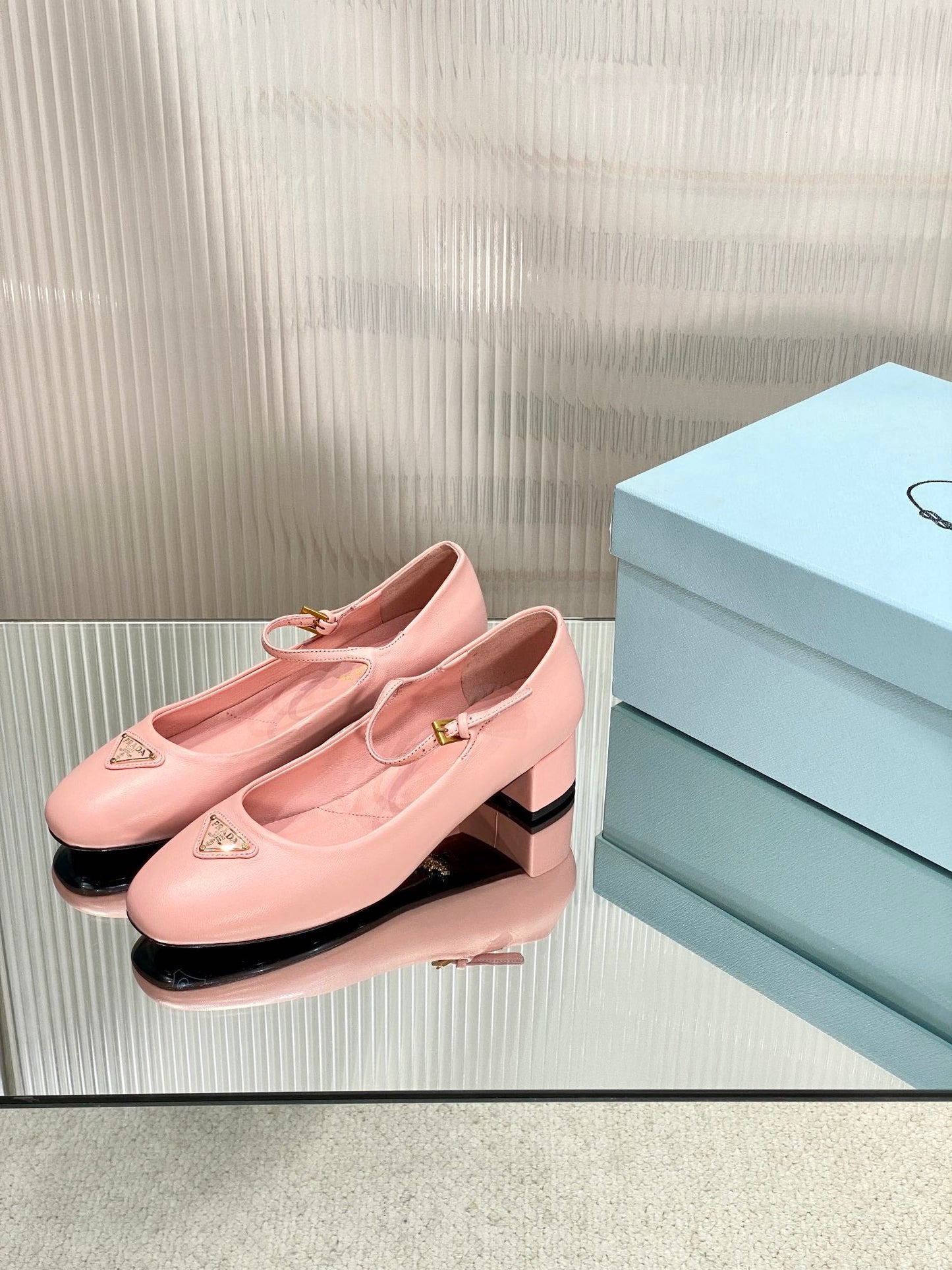 PRA NAPPA MARY JANE PUMPS LIGHT PINK LAMBSKIN - 35