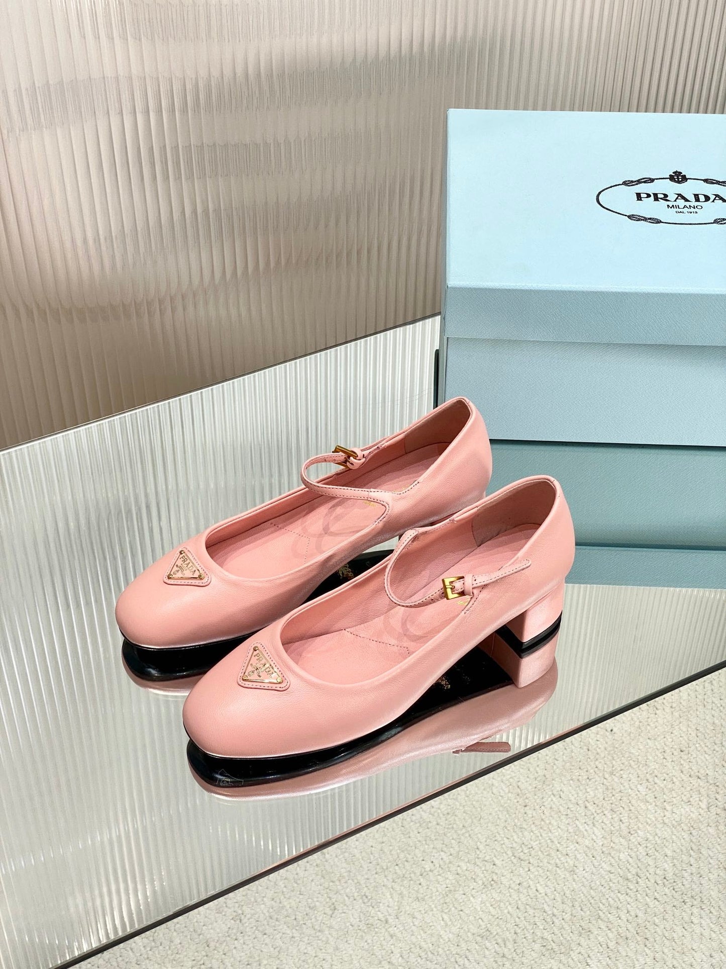 PRA NAPPA MARY JANE PUMPS LIGHT PINK LAMBSKIN - 35