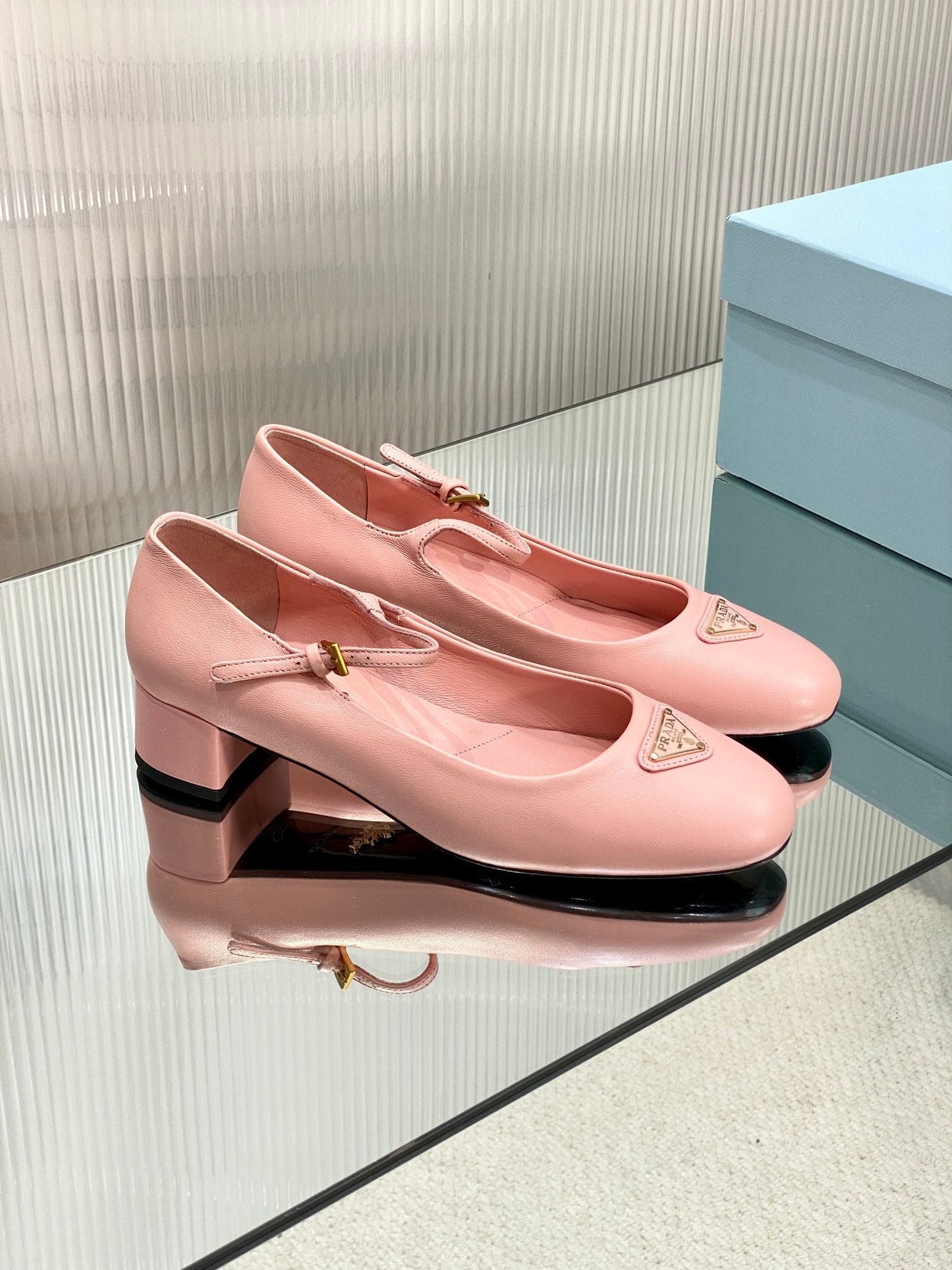 PRA NAPPA MARY JANE PUMPS LIGHT PINK LAMBSKIN - 35