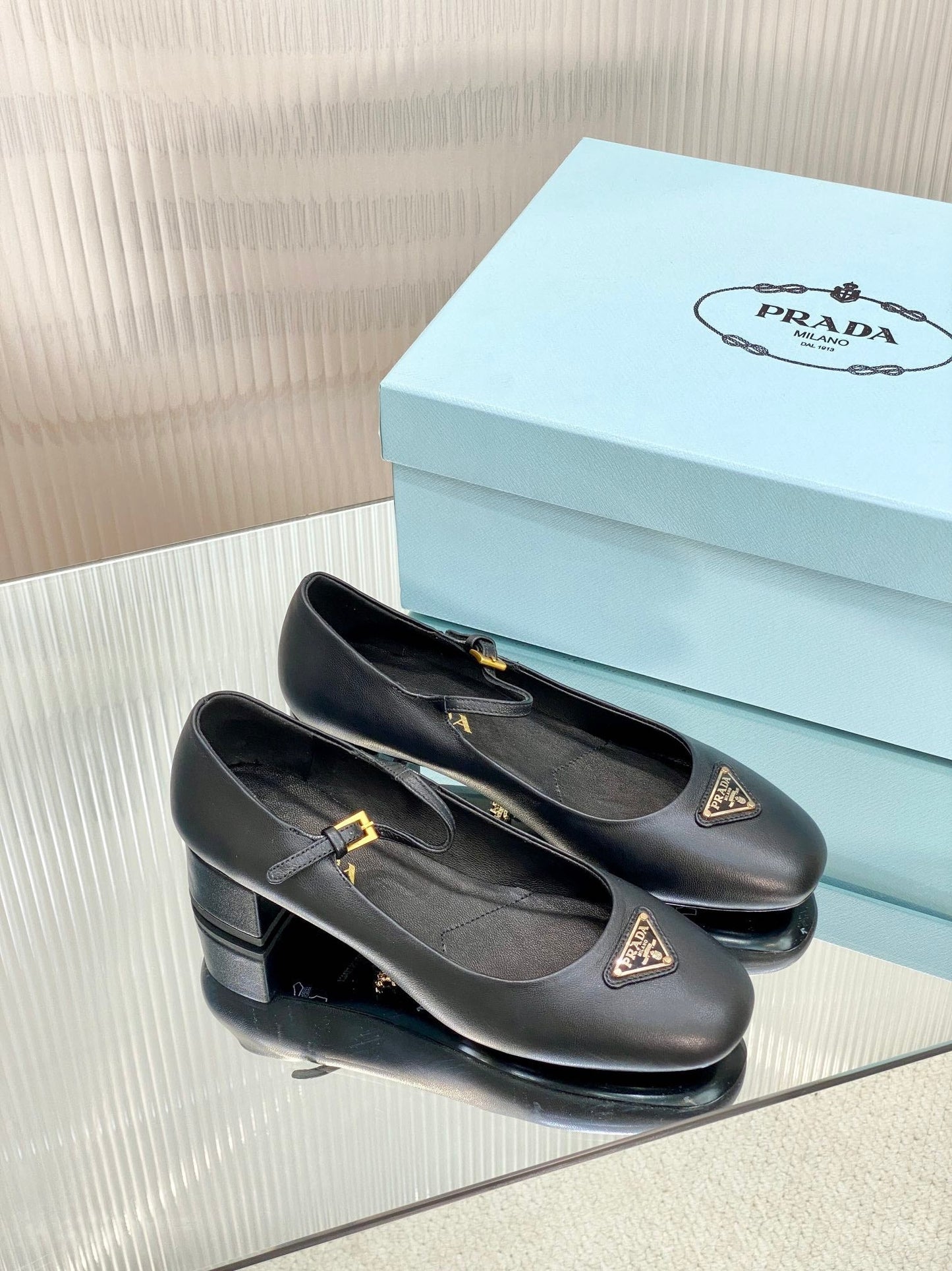 PRA NAPPA MARY JANE PUMPS BLACK LAMBSKIN - 35
