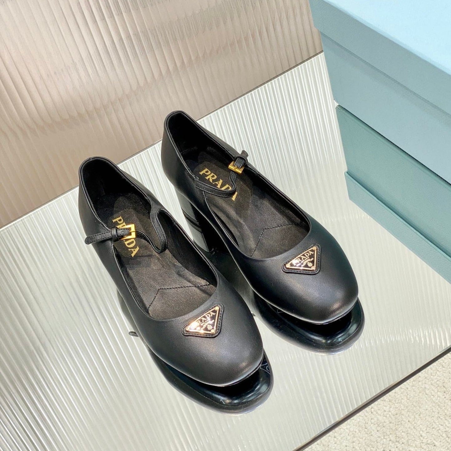 PRA NAPPA MARY JANE PUMPS BLACK LAMBSKIN - 35