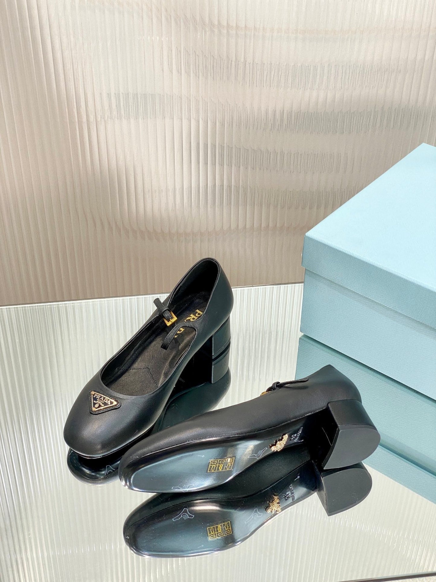 PRA NAPPA MARY JANE PUMPS BLACK LAMBSKIN - 35