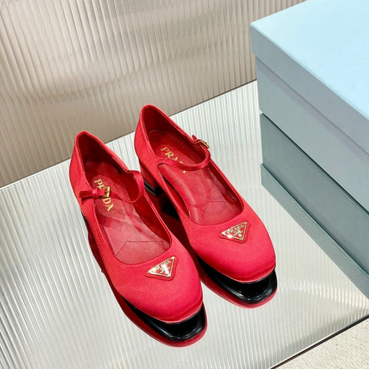 PRA NAPPA MARY JANE PUMPS CRIMSON SATIN - 35