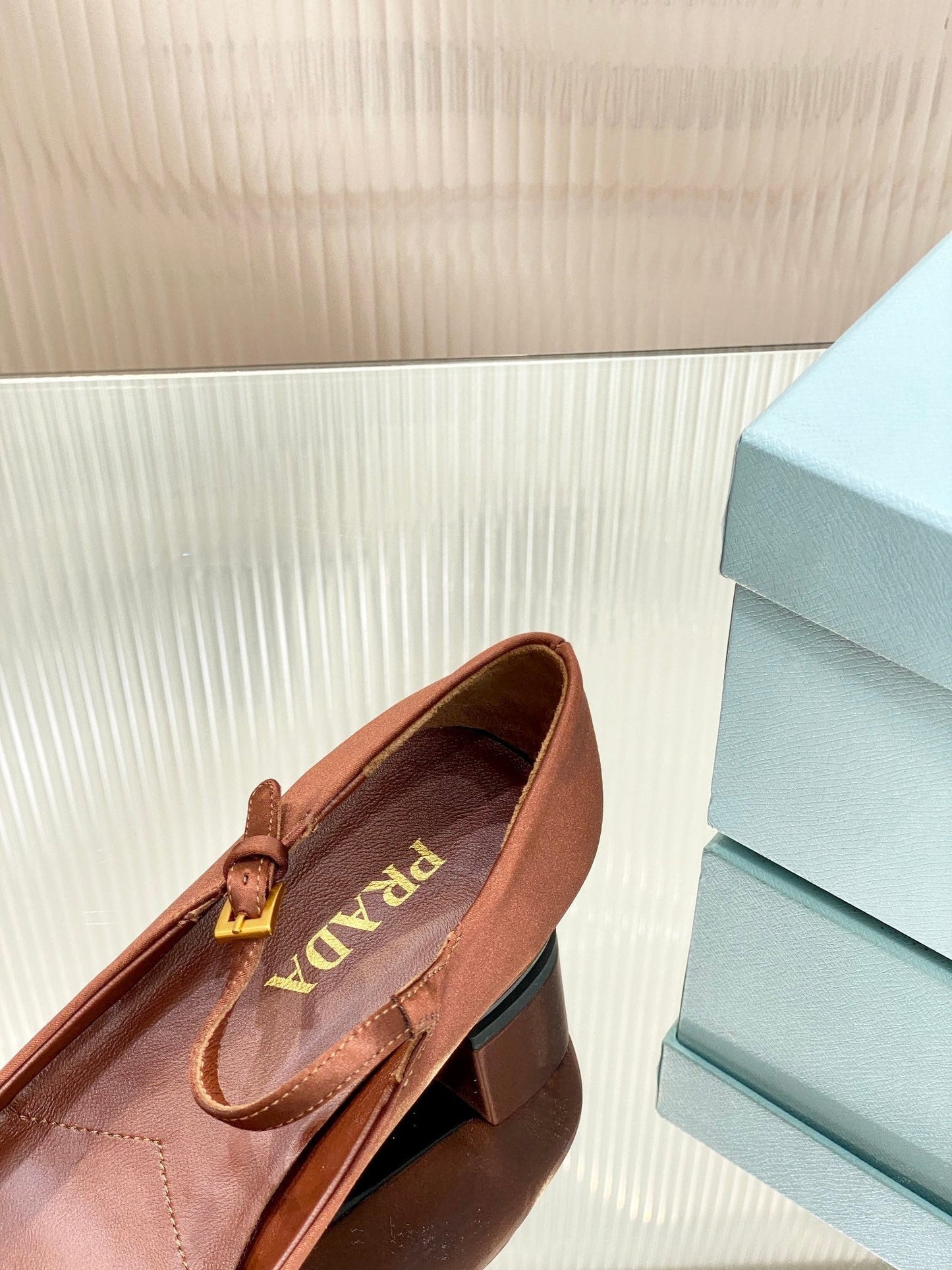 PRA NAPPA MARY JANE PUMPS BROWN SATIN - 35