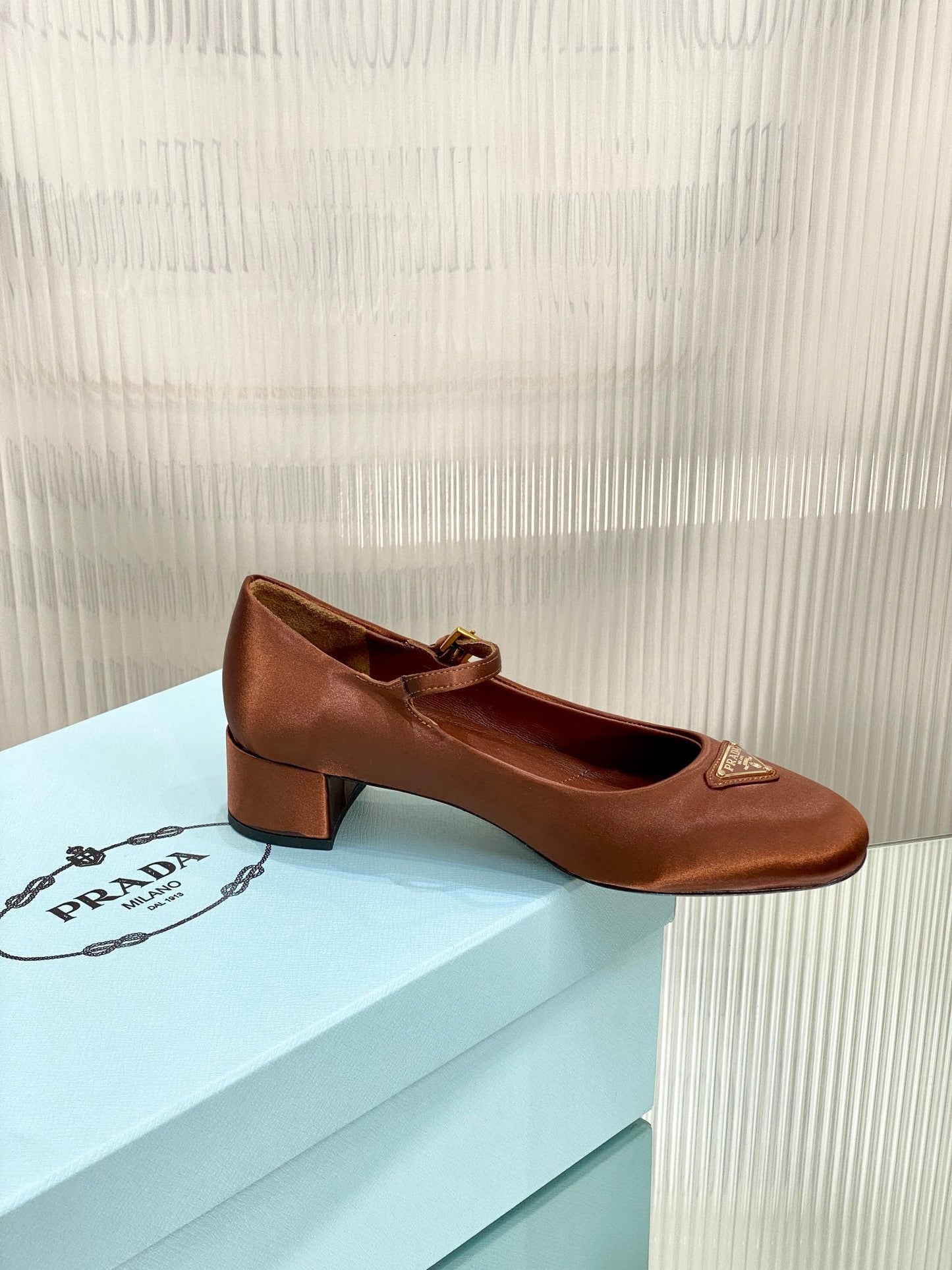 PRA NAPPA MARY JANE PUMPS BROWN SATIN - 35