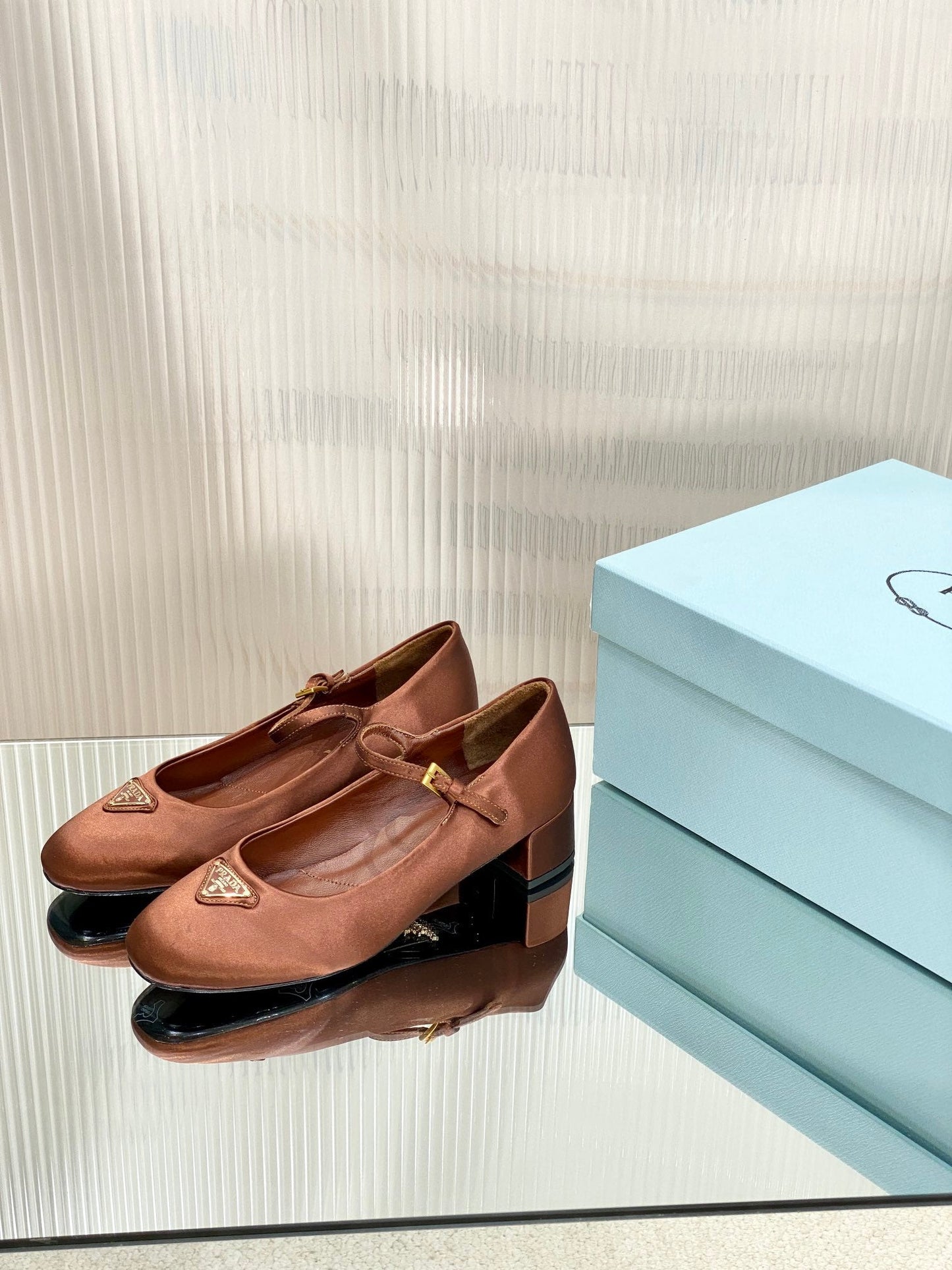 PRA NAPPA MARY JANE PUMPS BROWN SATIN - 35