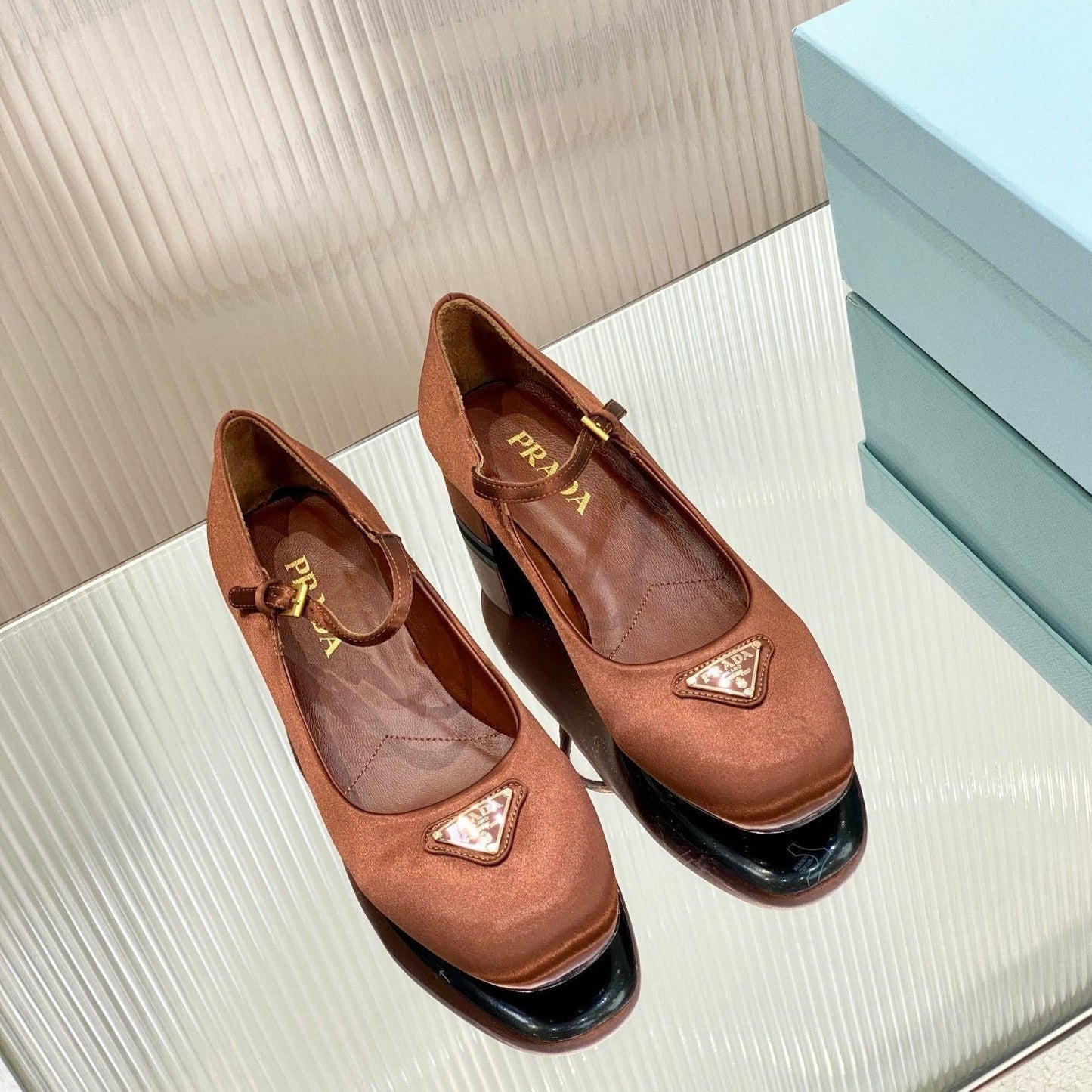 PRA NAPPA MARY JANE PUMPS BROWN SATIN - 35