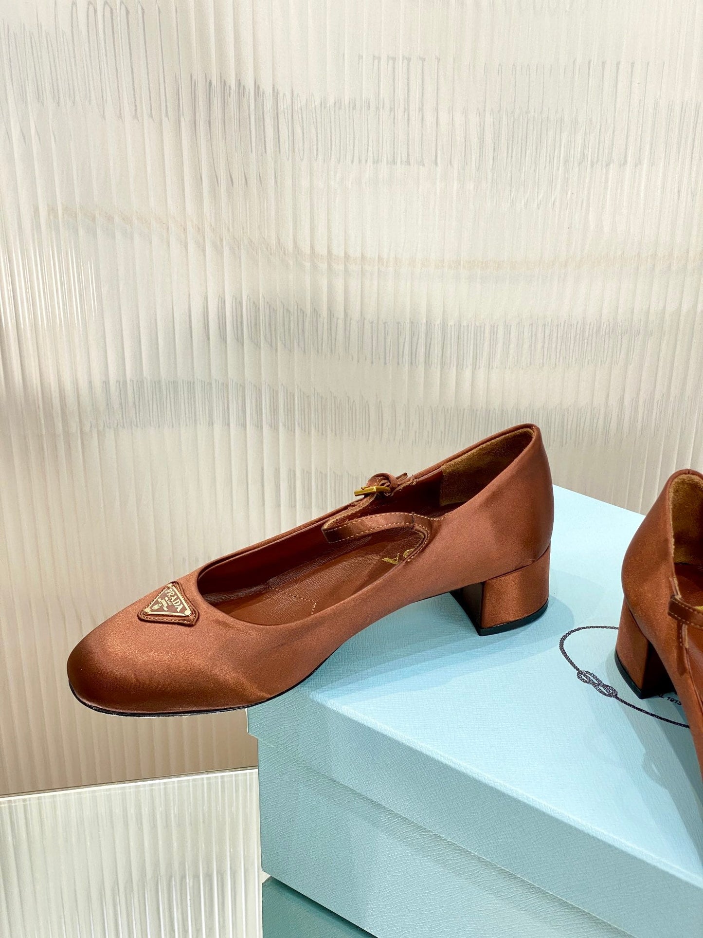 PRA NAPPA MARY JANE PUMPS BROWN SATIN - 35