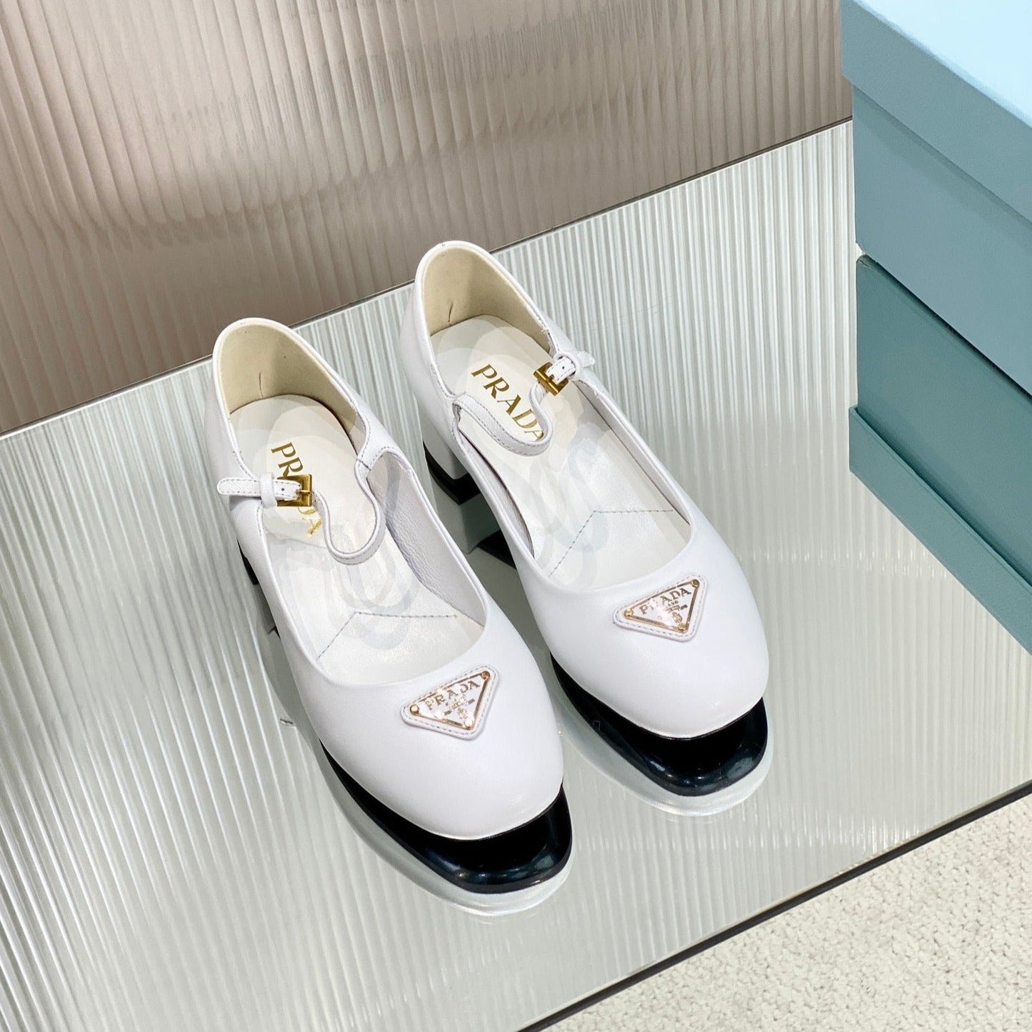 PRA NAPPA MARY JANE PUMPS WHITE LAMBSKIN - 35