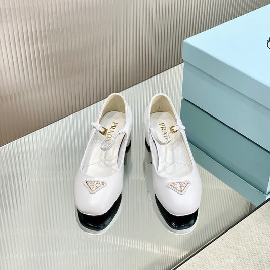 PRA NAPPA MARY JANE PUMPS WHITE LAMBSKIN - 35
