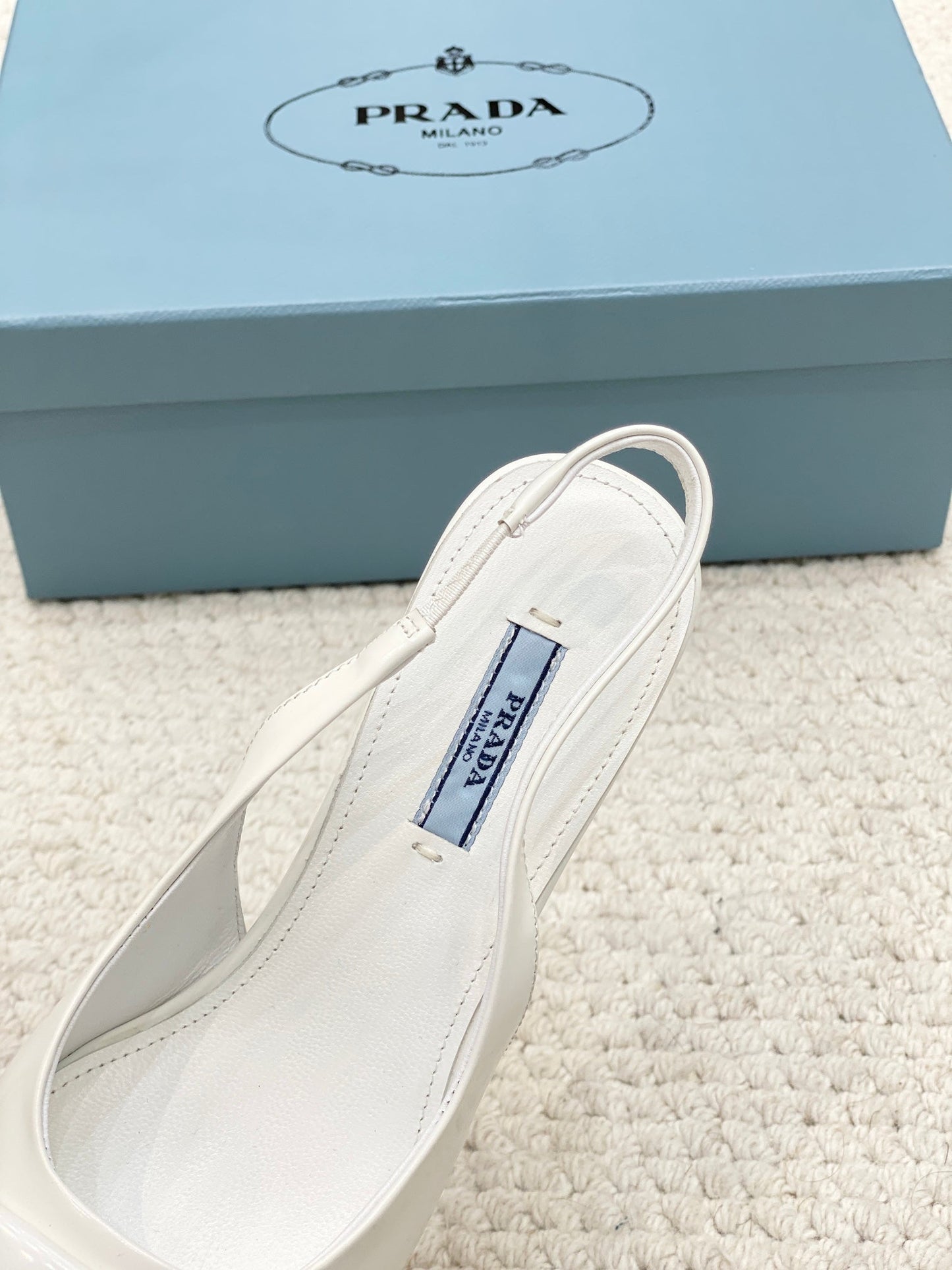 PRA BRUSHED LEATHER SLINGBACK PUMPS 75 WHITE - 34