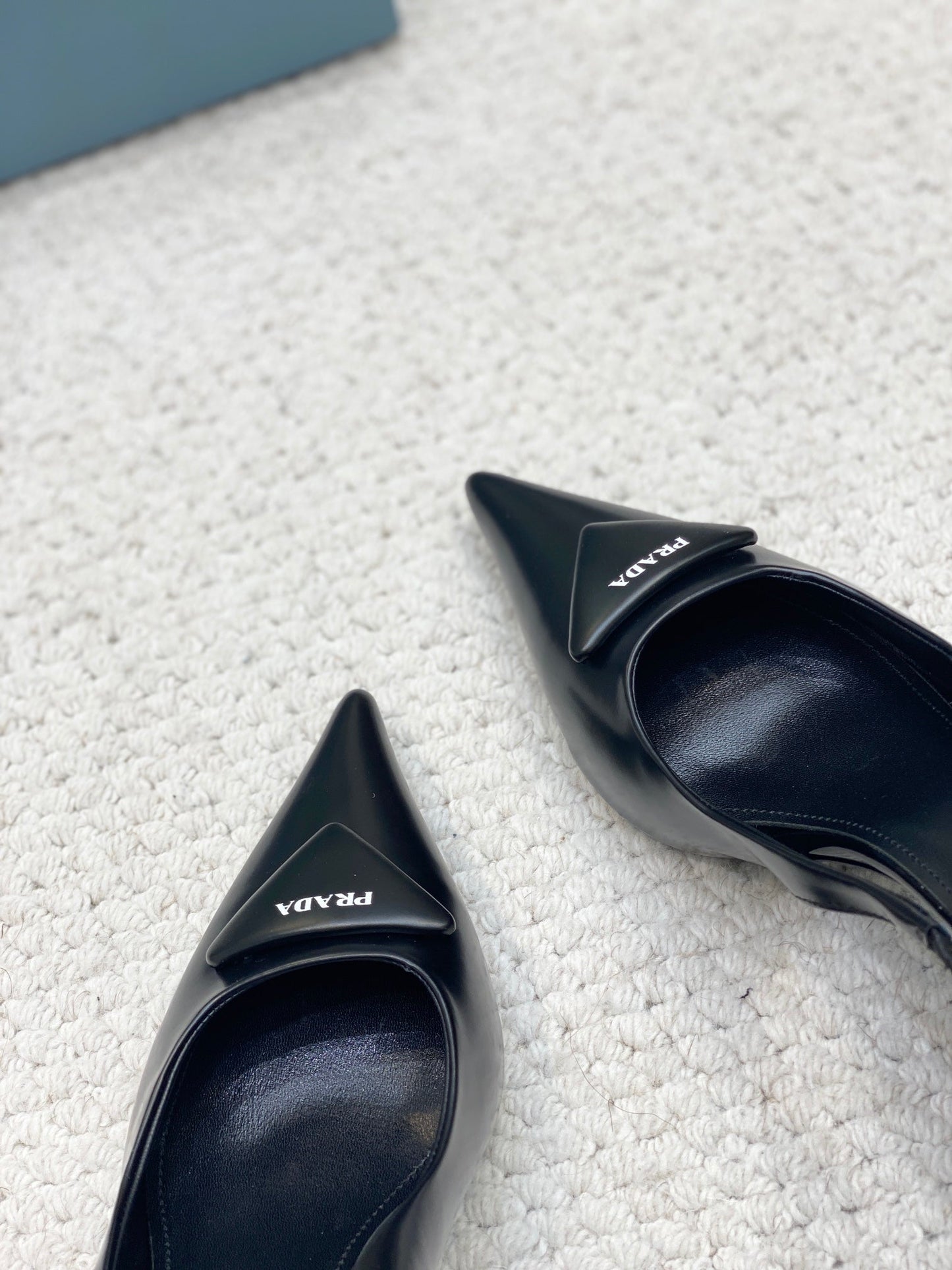 PRA BRUSHED LEATHER SLINGBACK PUMPS 75 BLACK - 34