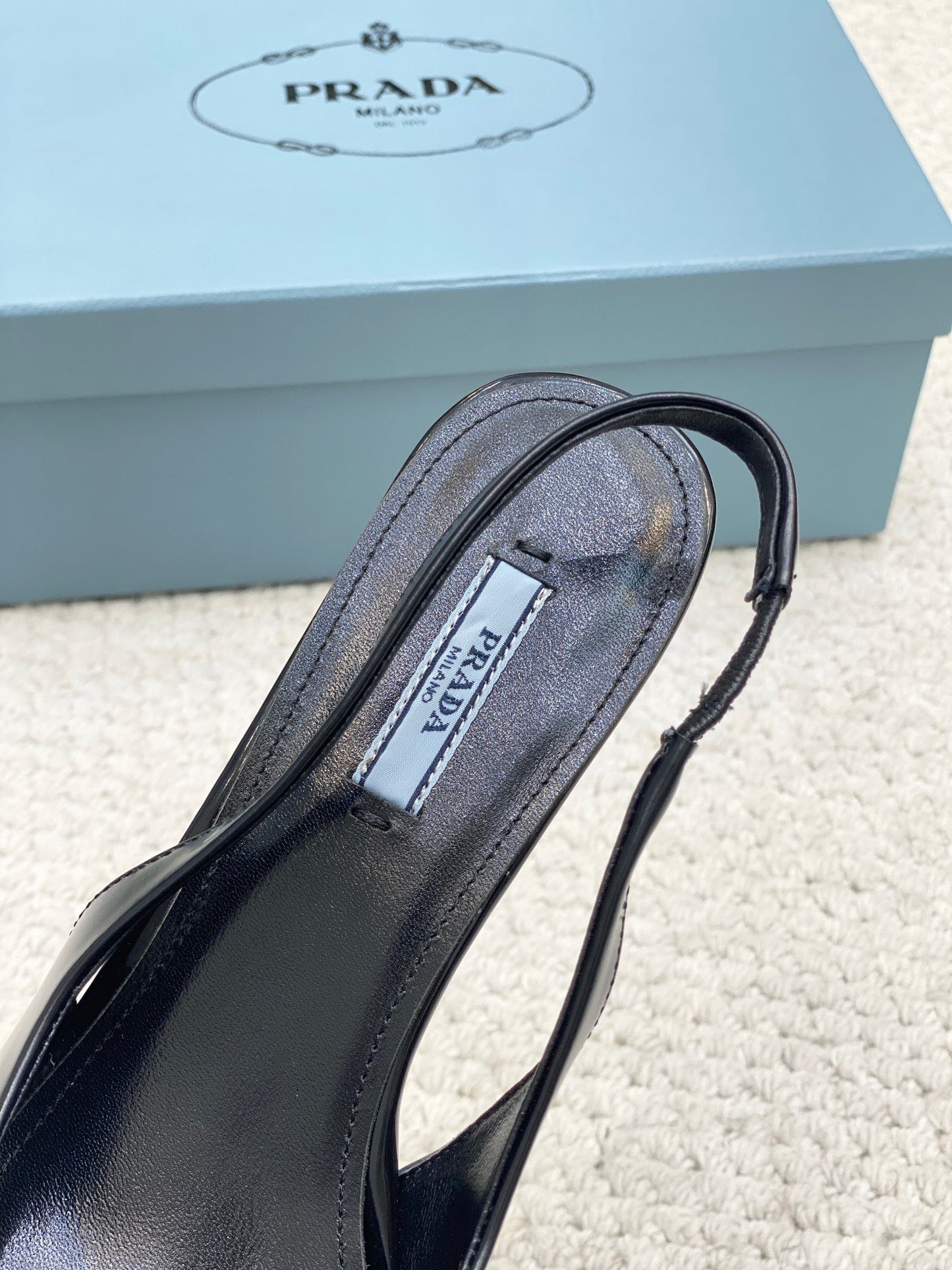 PRA BRUSHED LEATHER SLINGBACK PUMPS 75 BLACK - 34
