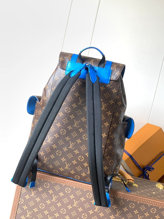 РЮКЗАК LV 25S CHRISTOPHER 48 З КОРИЧНЕВОЇ ТА ПЕРСЬКО-СИНЬОЇ КАНВАСУ MONOGRAM