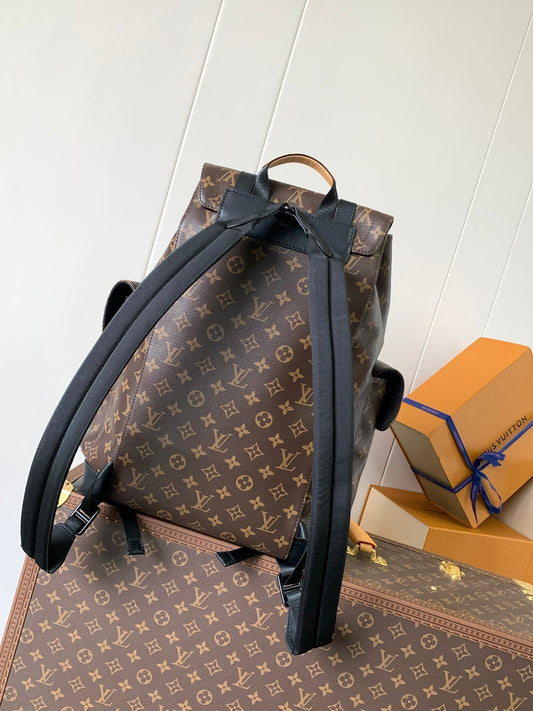 РЮКЗАК LV 25S КРІСТОФЕР 44 З КОРИЧНЕВО-ЧОРНОЇ КАНВИ З МОНОГРАМОЮ