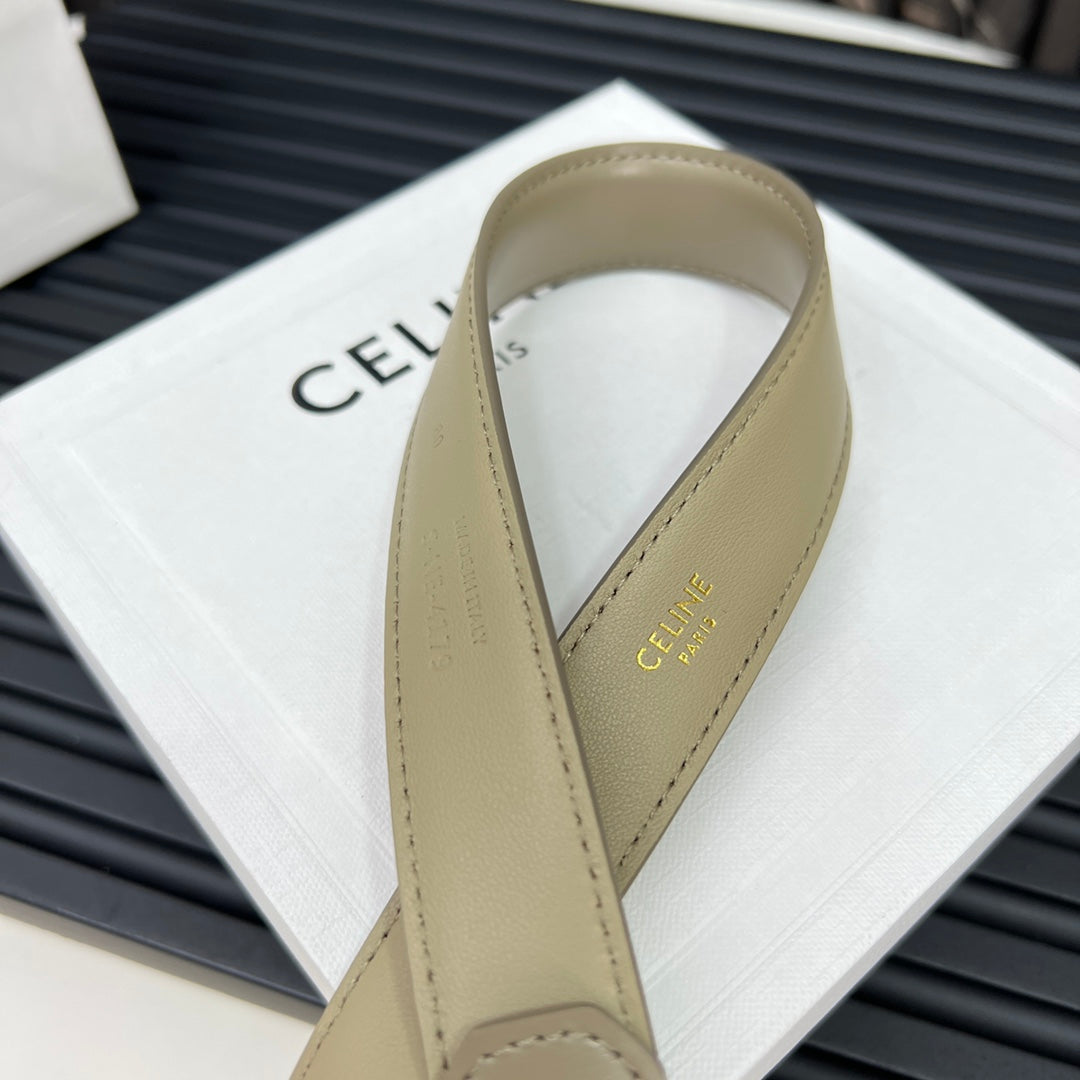 CL TRIOMPHE 25 MM BELT IN OLIVE GREEN CALFSKIN SILVER HARDWARE - 30