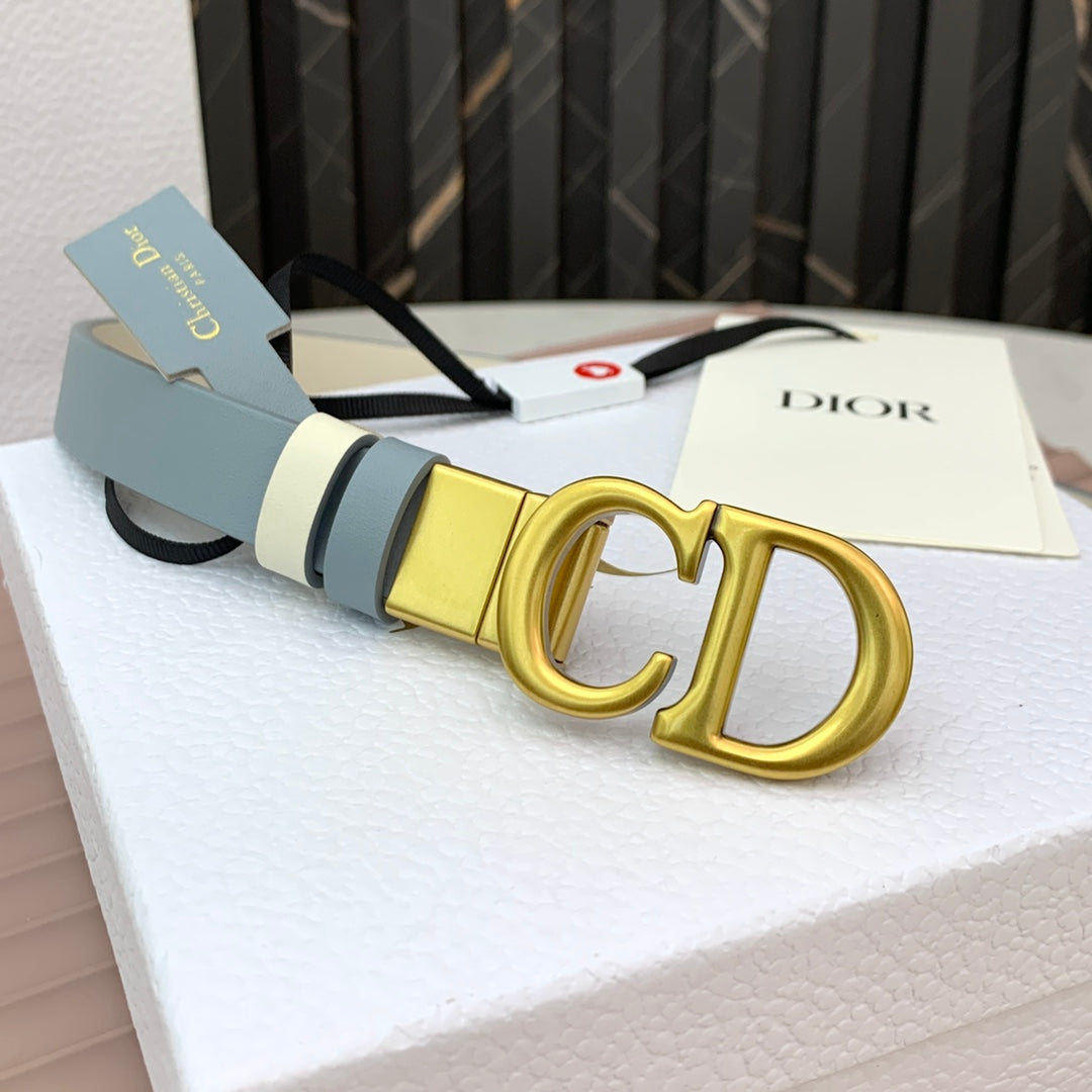 DIOR 25S BELT 20 MM IN STEEL BLUE CALFSKIN 568720 - 30