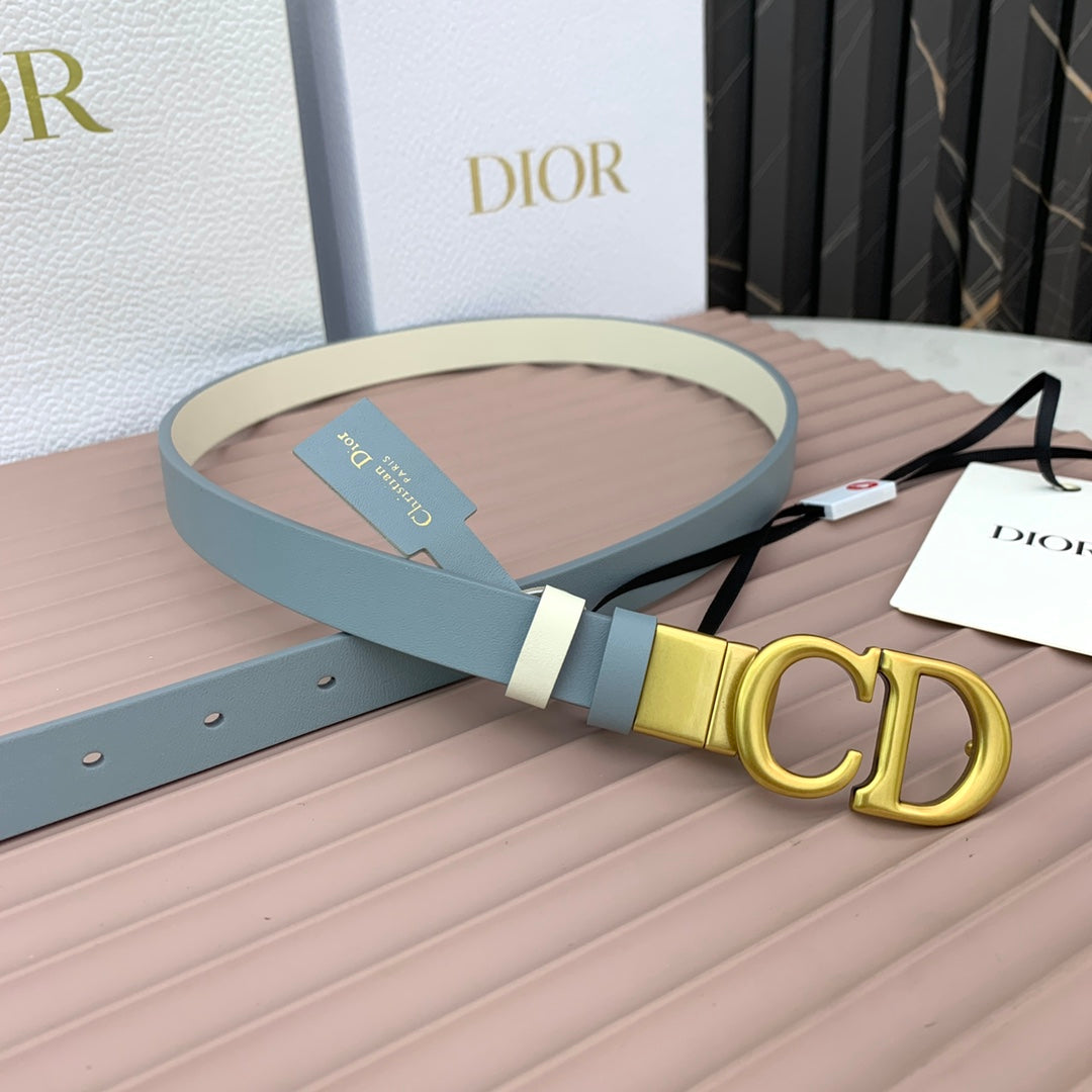 DIOR 25S BELT 20 MM IN STEEL BLUE CALFSKIN 568720 - 30