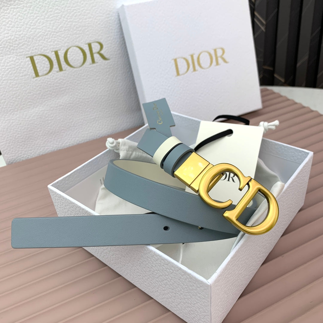 DIOR 25S BELT 20 MM IN STEEL BLUE CALFSKIN 568720 - 30