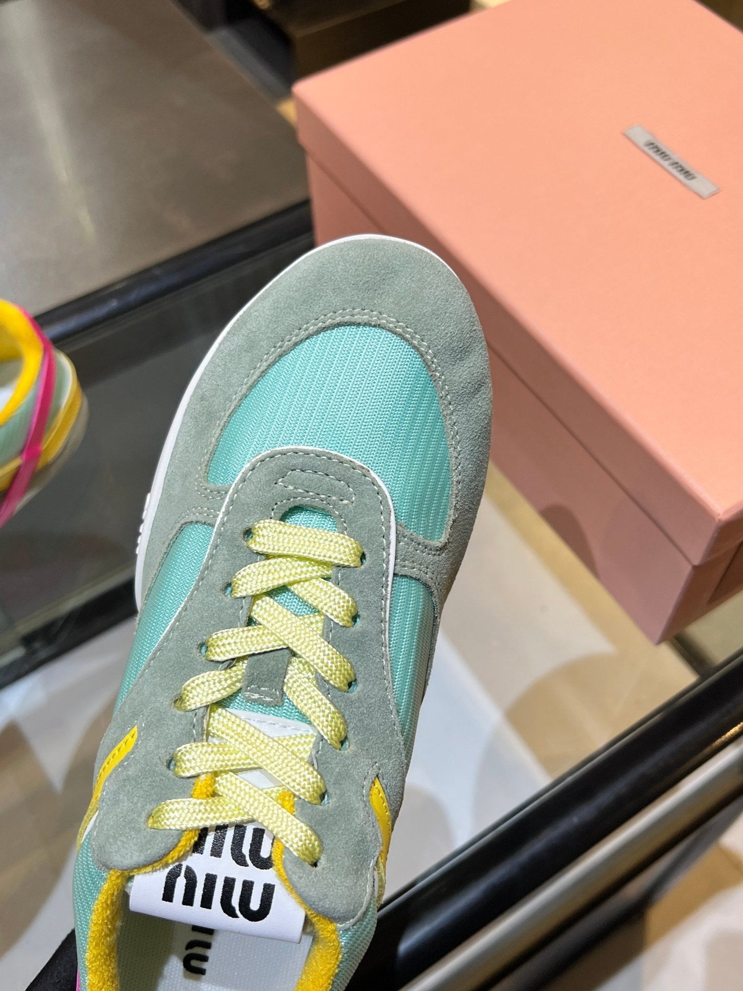 MIUMIU 26S SNEAKERS IN MULTICOLOR FABRIC AND SUEDE