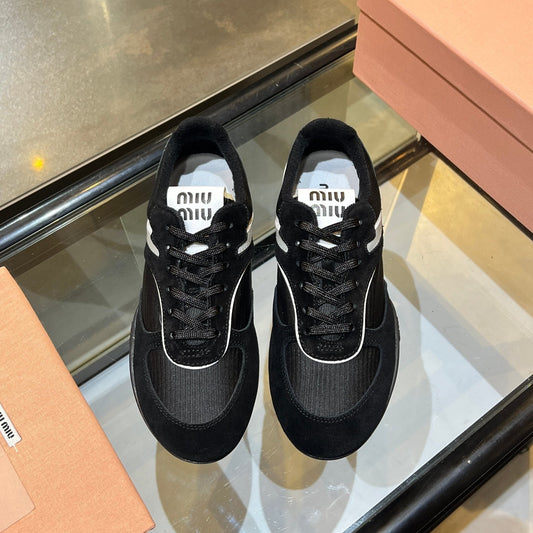 КРОСІВКИ MIUMIU 26S З ЧОРНОЇ ТКАНИНИ ТА ЗАМШІ