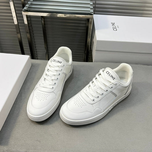 TRAINER LOW LACE-UP SNEAKER IN CALFSKIN, LAMINATED CALFSKIN AND SUEDE CALFSKIN OPTIC WHITE - 35