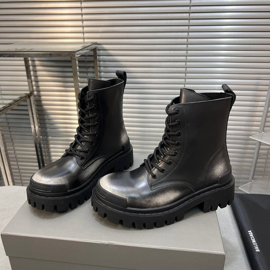 CHUNKY BOOTS IN BLACK MIX WHITE SMOOTH CALFSKIN - 35
