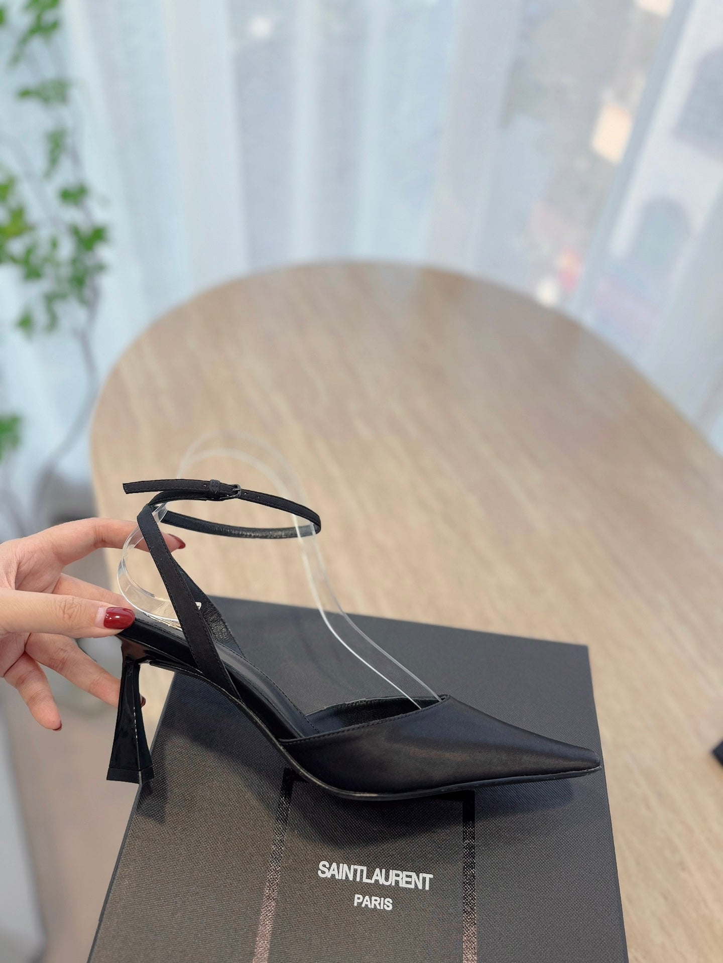 HIGH SLINGBACK 75 MM IN BLACK CALFSKIN - 35