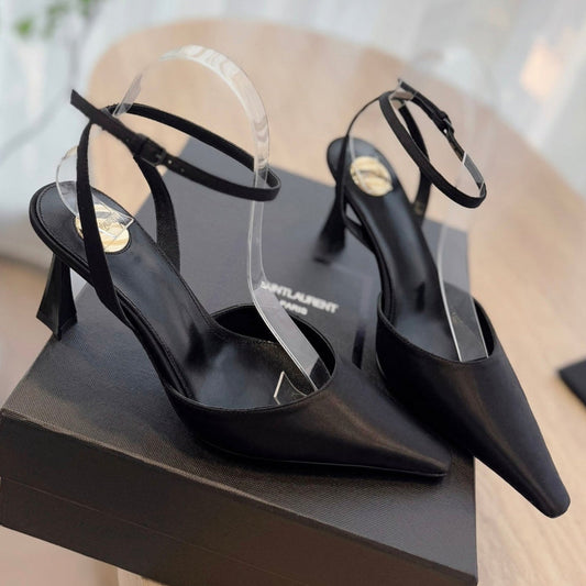 HIGH SLINGBACK 75 MM IN BLACK CALFSKIN - 35