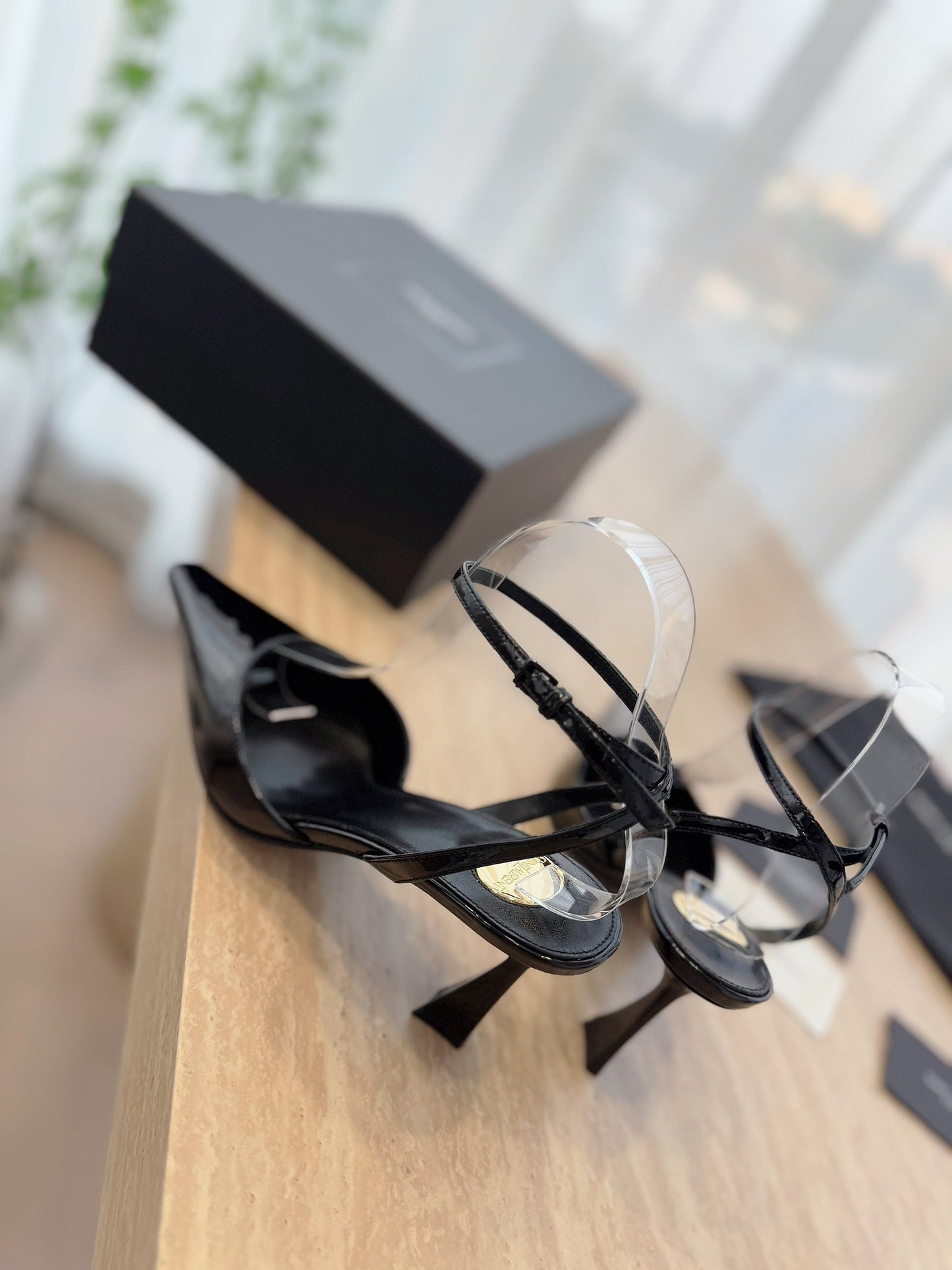 HIGH SLINGBACK 75 MM IN BLACK PATENT CALFSKIN - 35