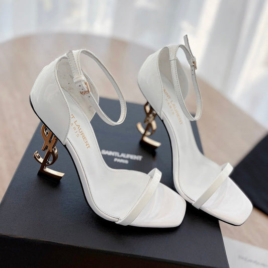 CLASSIC HIGH HEELS 10 CM IN WHITE PATENT CALFSKIN - 35