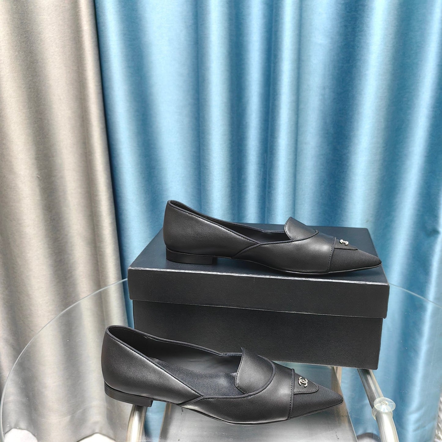 BALLET FLAT BLACK SHEEPSKIN POINTED TOE - 35