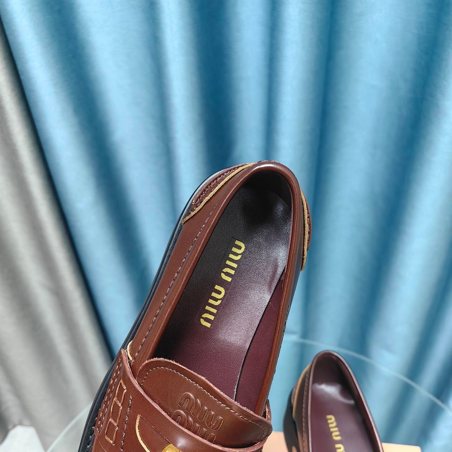 THICK-SOLED LOAFERS SHOES WALNUT COLOR COWHIDE - 35