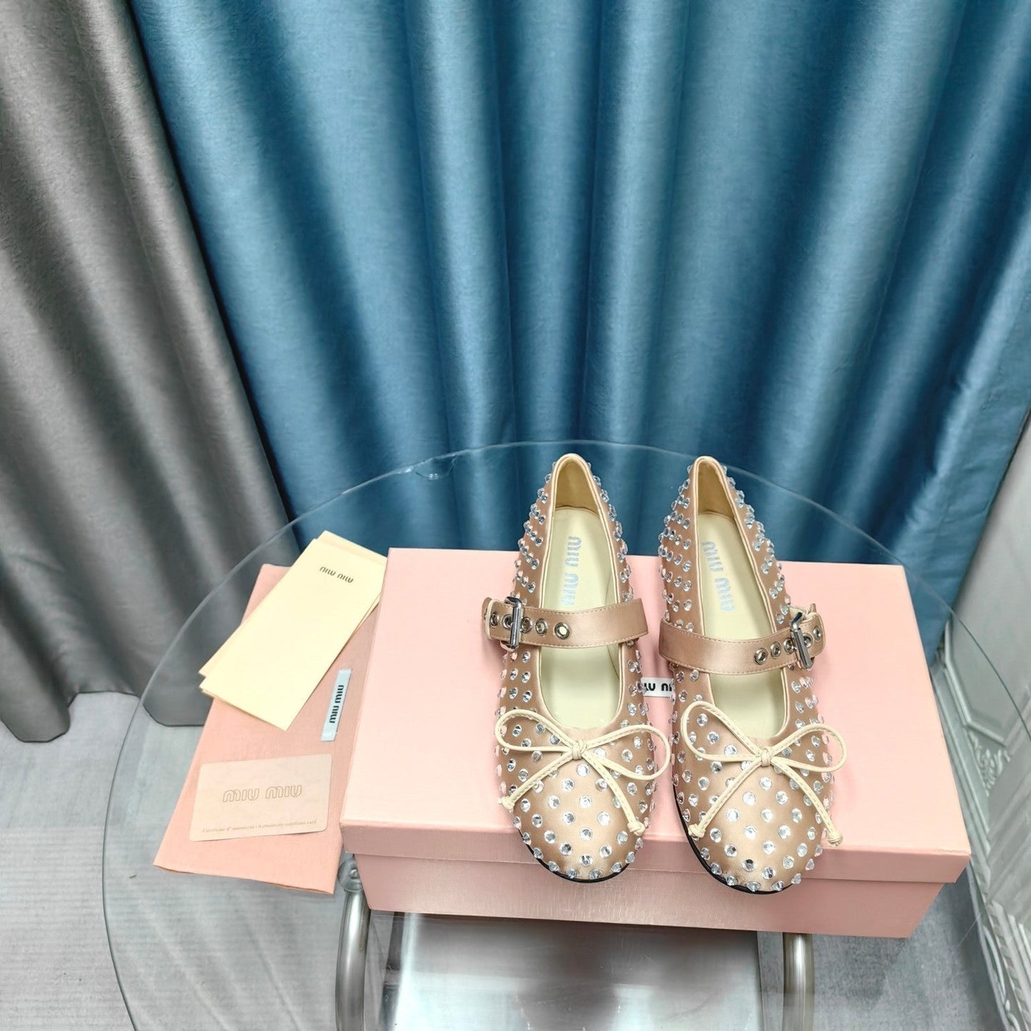 MARY JANE SHOES METALLIC GOLD COWHIDE WITH DIAMOND - 35