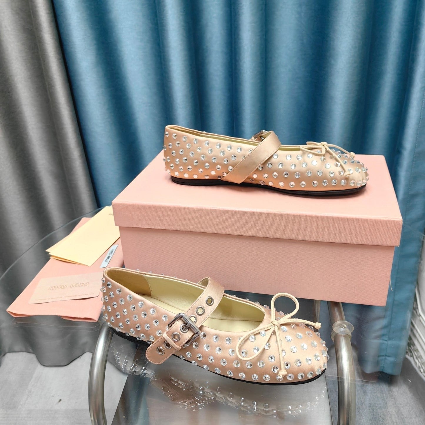 MARY JANE SHOES METALLIC GOLD COWHIDE WITH DIAMOND - 35