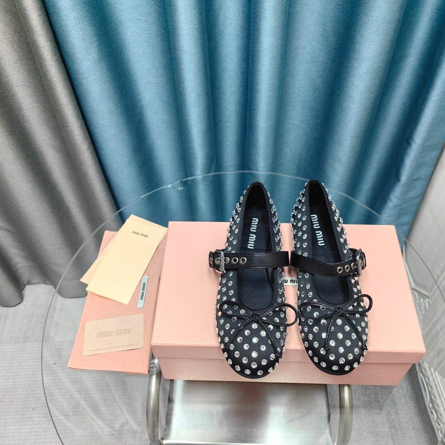 MARY JANE SHOES BLACK COWHIDE WITH DIAMOND - 35