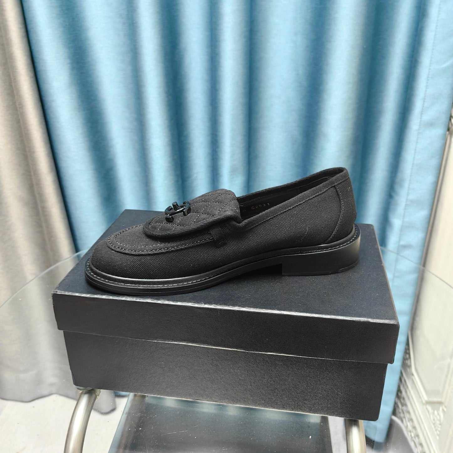 MOCCASINS BLACK QUILTED LAMBSKIN - 35