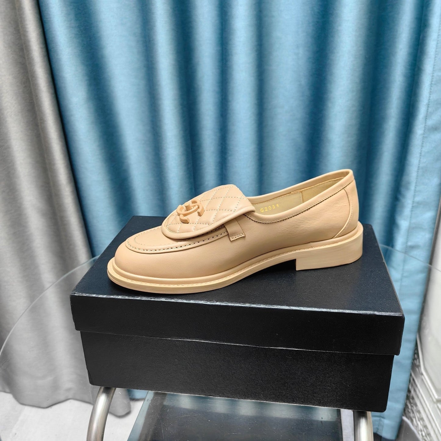 MOCCASINS BEIGE QUILTED LAMBSKIN - 35