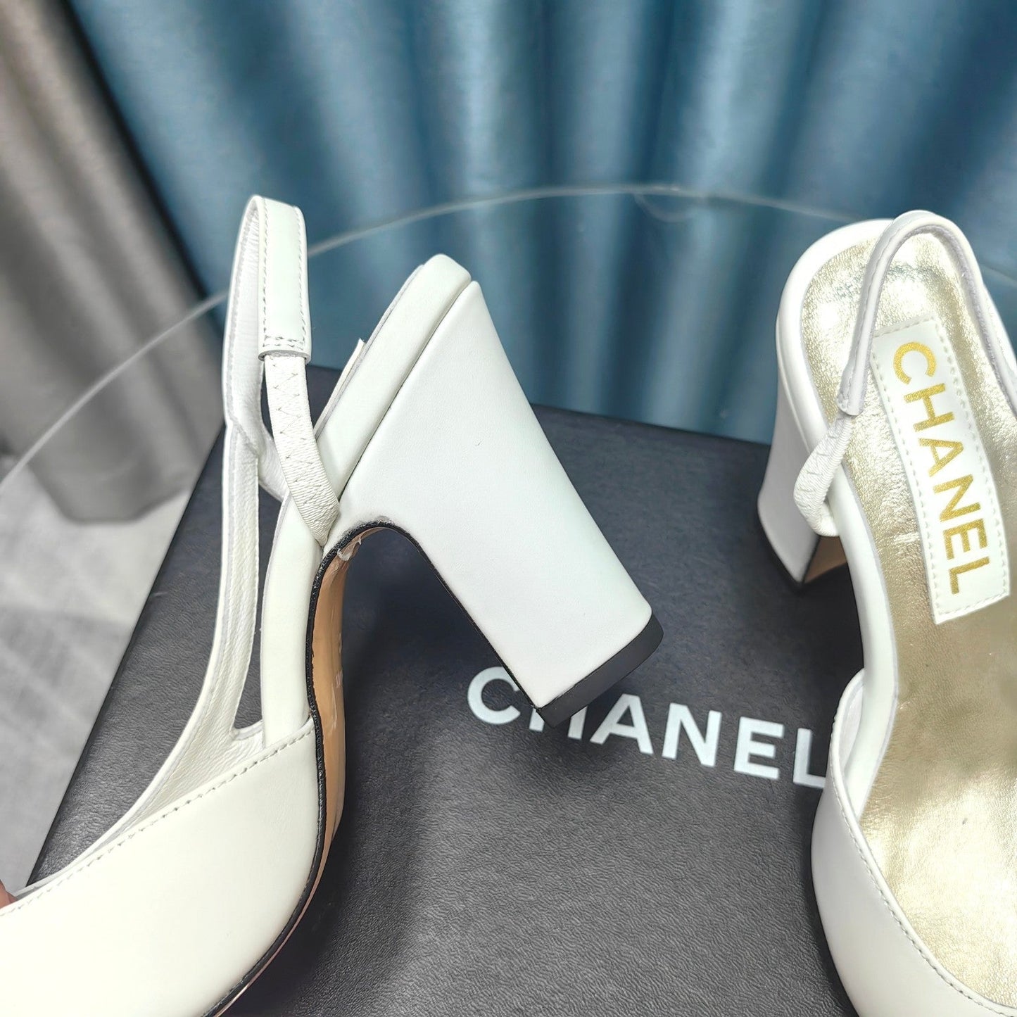 HIGH SLINGBACKS IN WHITE MIX BLACK LAMBSKIN - 34