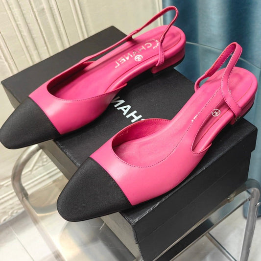 SLINGBACKS IN BARBIE PINK MIX BLACK LAMBSKIN - 34