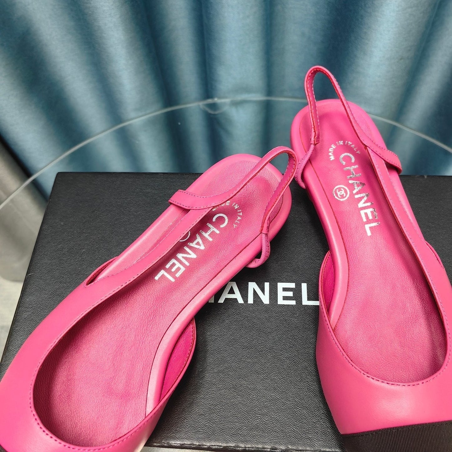 SLINGBACKS IN BARBIE PINK MIX BLACK LAMBSKIN - 34