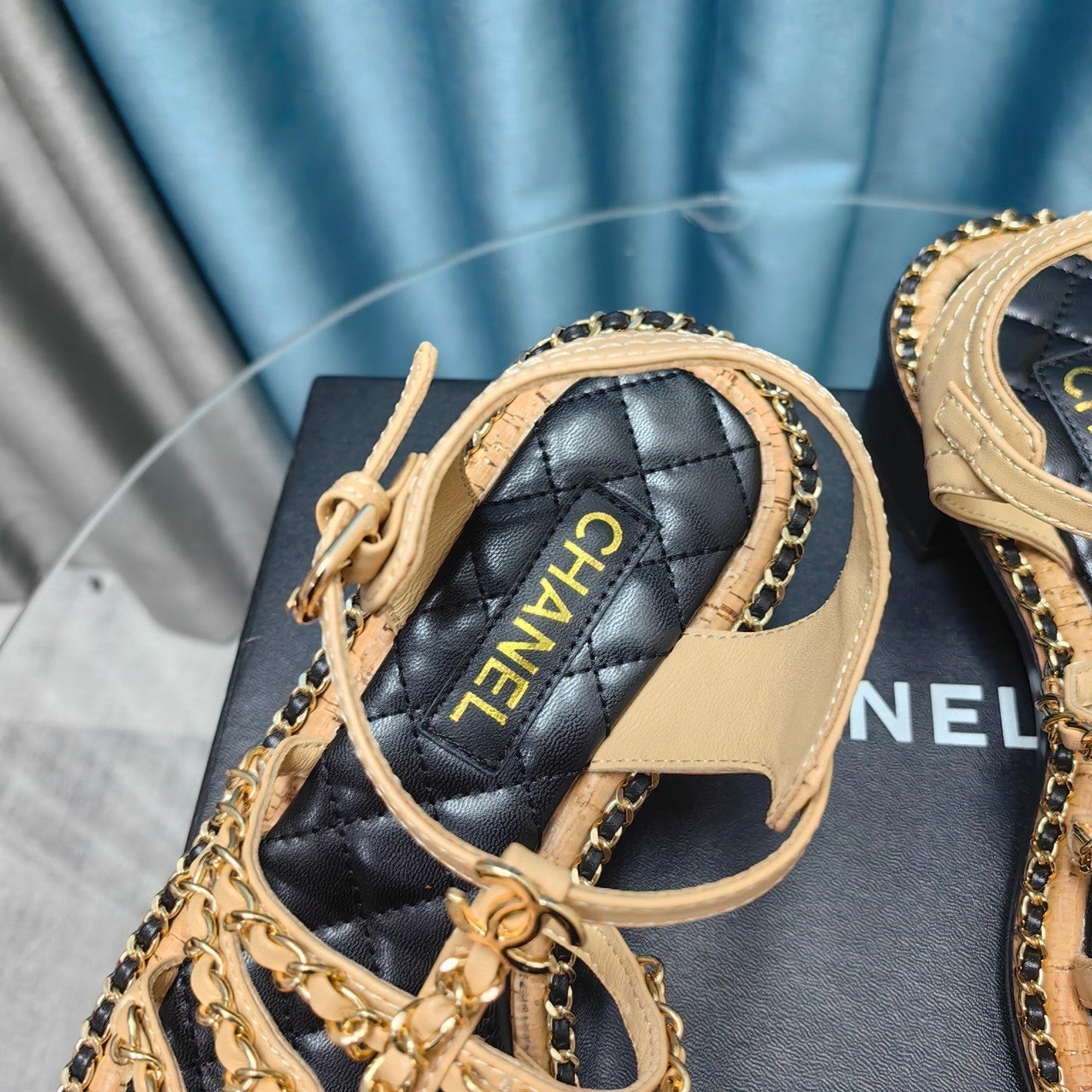 HIGH SANDALS WITH THREE STRAPS IN DARK CREAM CALFSKIN - 35