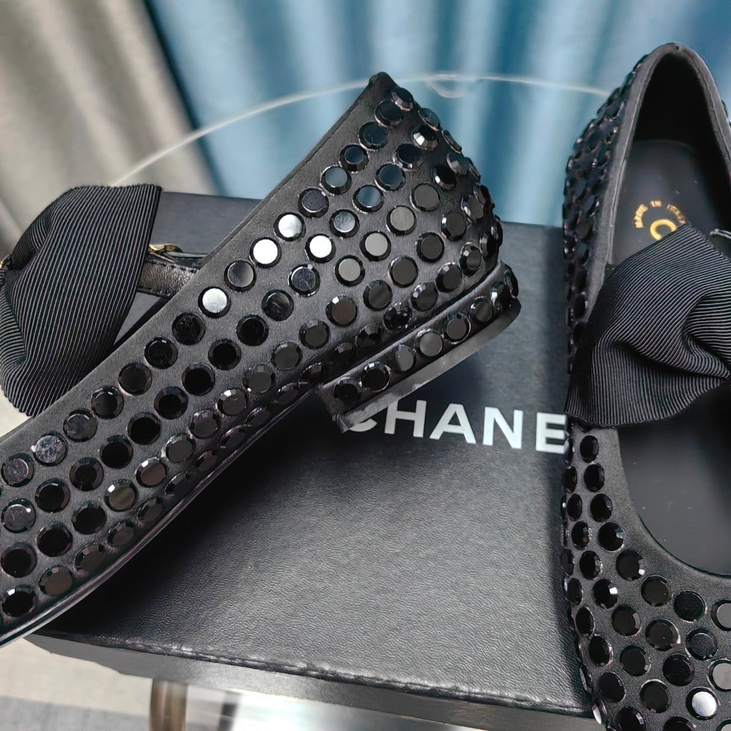MARY JANE BOW RHINESTONE BLACK SILK - 35
